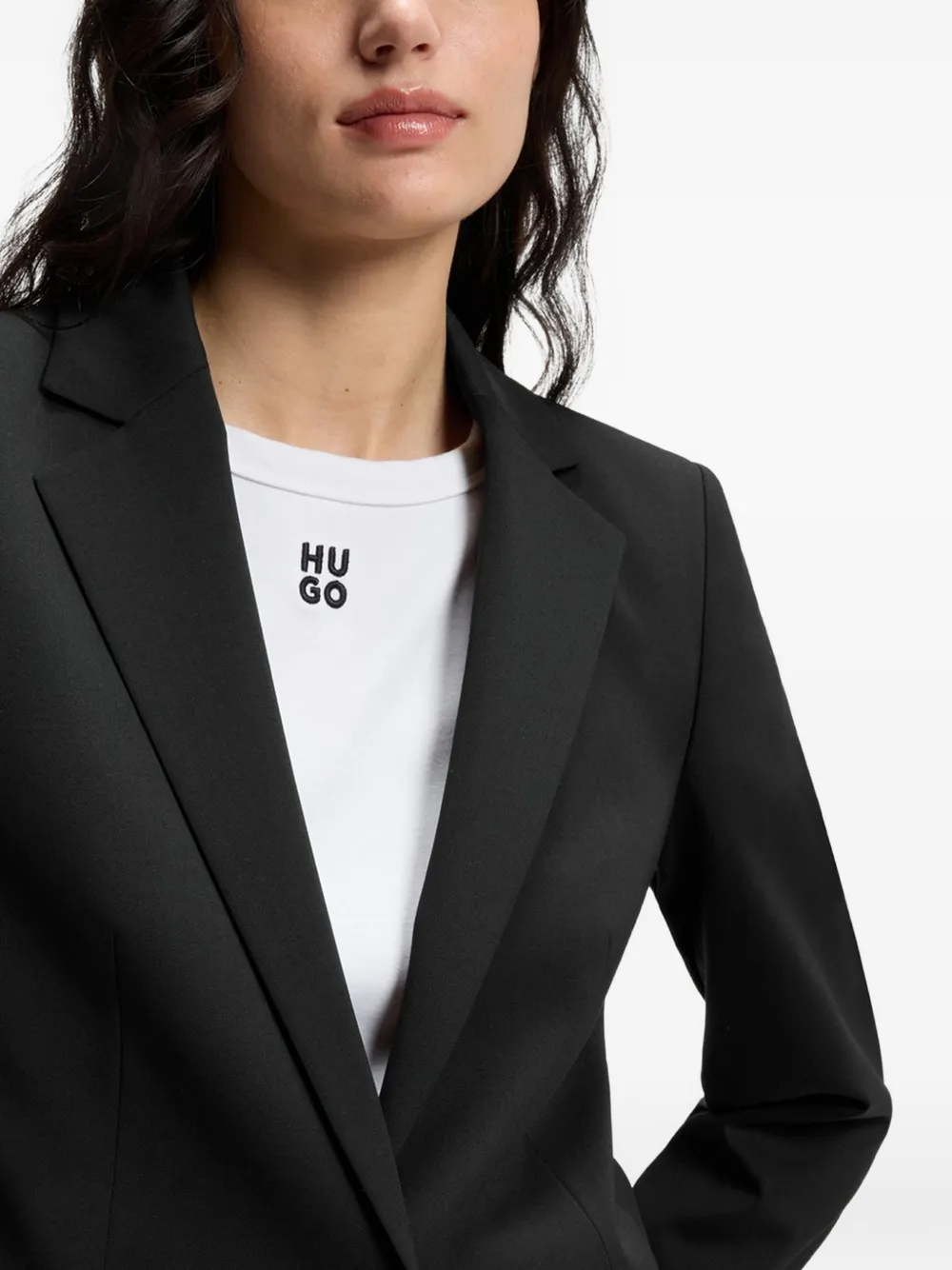 HUGO Blazer met enkele rij knopen en gekerfde revers Zwart