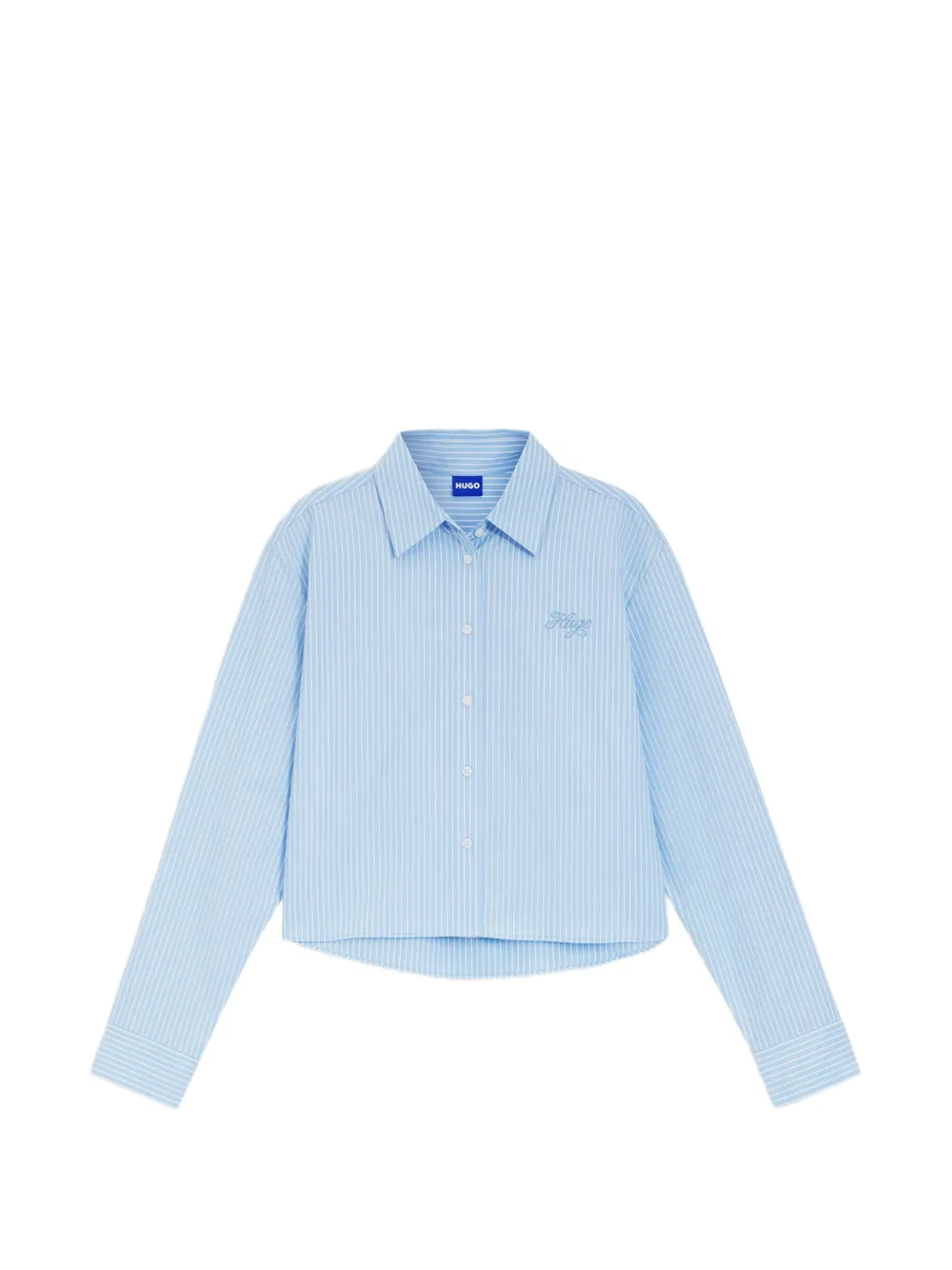 HUGO vertical-stripe cropped shirt - Blau