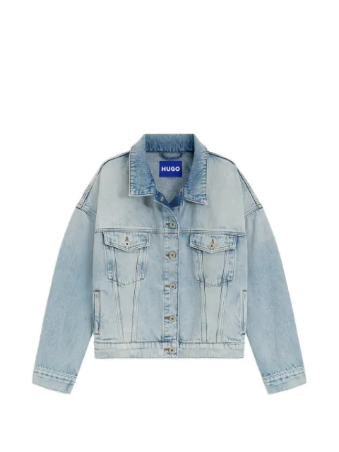HUGO faded-effect drop-shoulder denim jacket