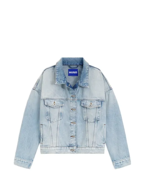 HUGO faded-effect drop-shoulder denim jacket