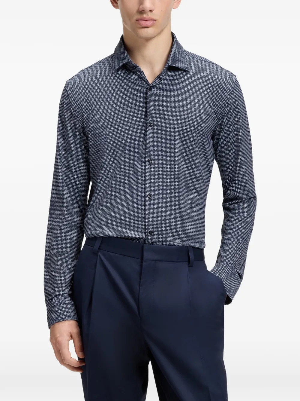 HUGO Kenno overhemd met geometrische print Blauw