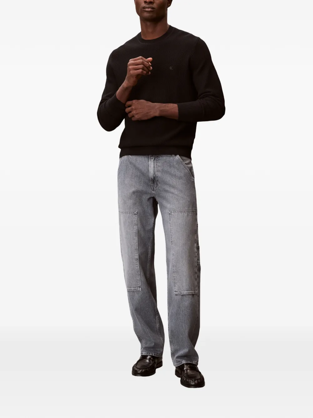 Calvin Klein Gebreide trui met textuur Zwart