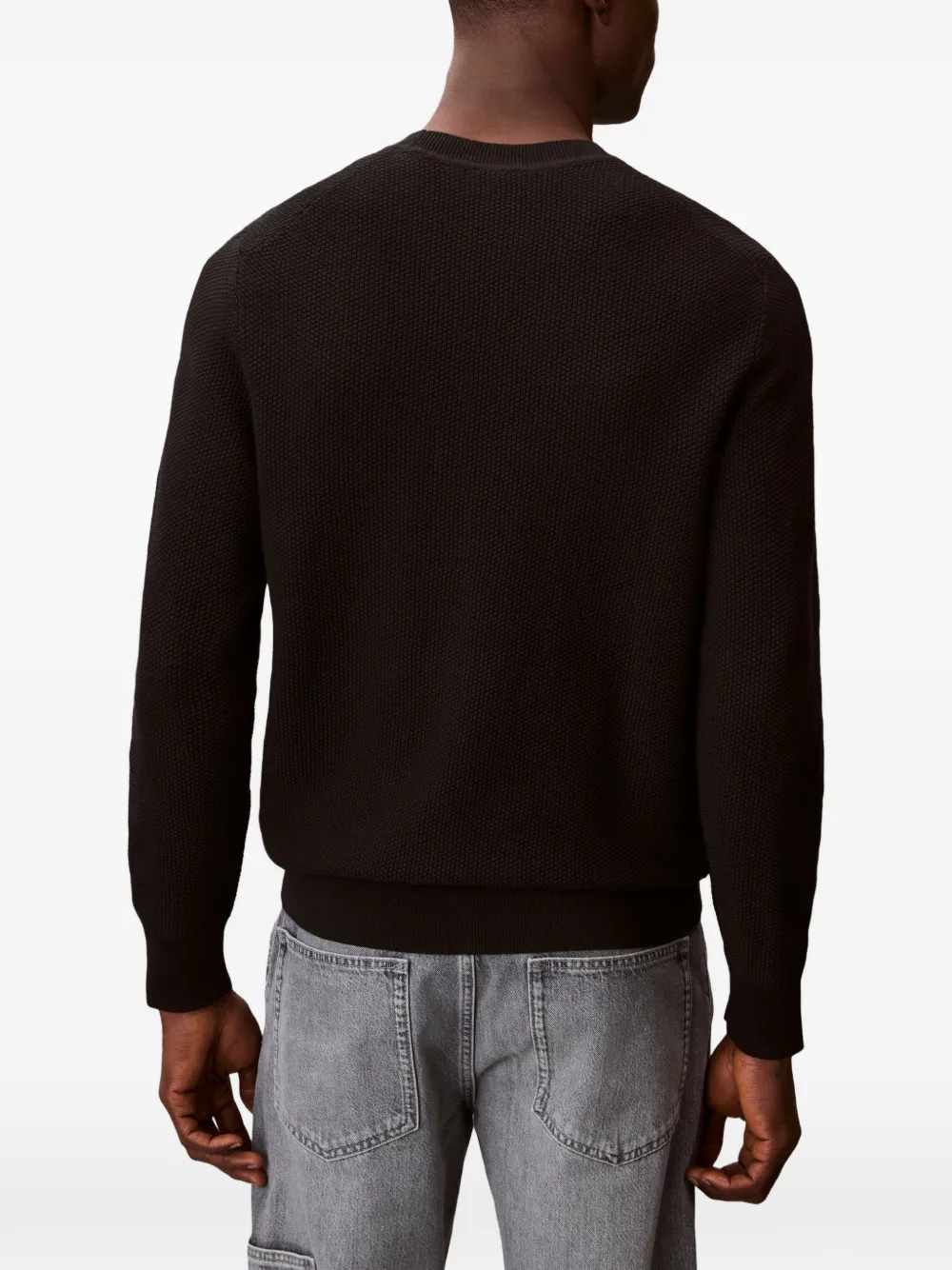 Calvin Klein Gebreide trui met textuur Zwart