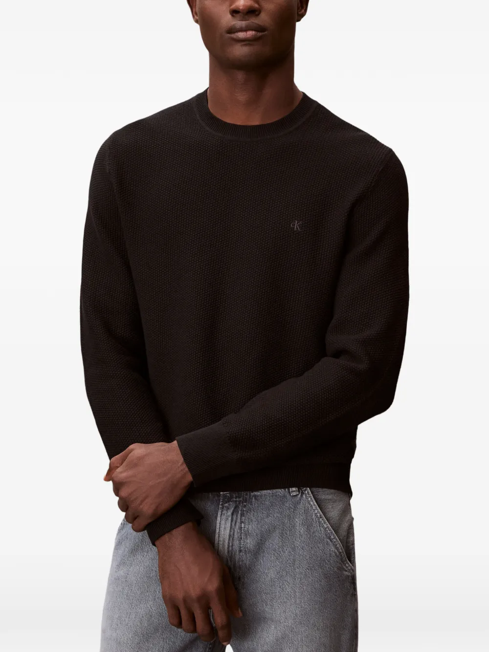 Calvin Klein Gebreide trui met textuur Zwart