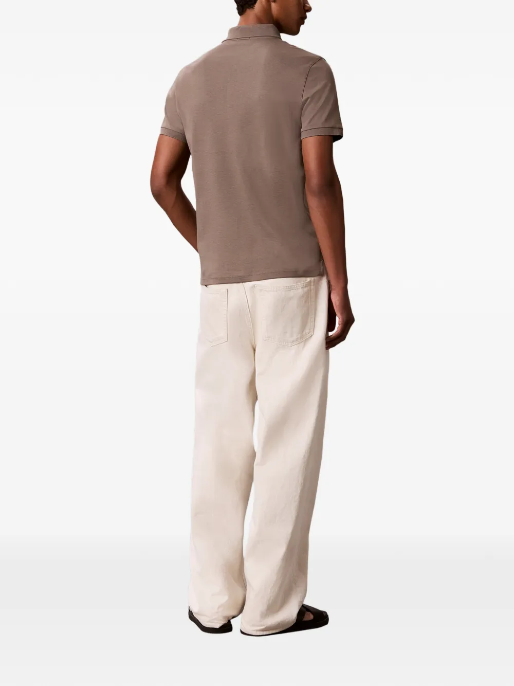 Calvin Klein Poloshirt met logopatch en rits Bruin