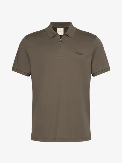 Calvin Klein logo-patch zip-neck polo shirt