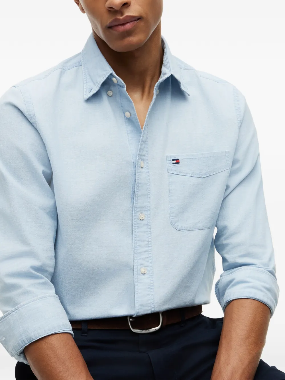 Tommy Hilfiger Button-down oervhemd met borstzak Blauw