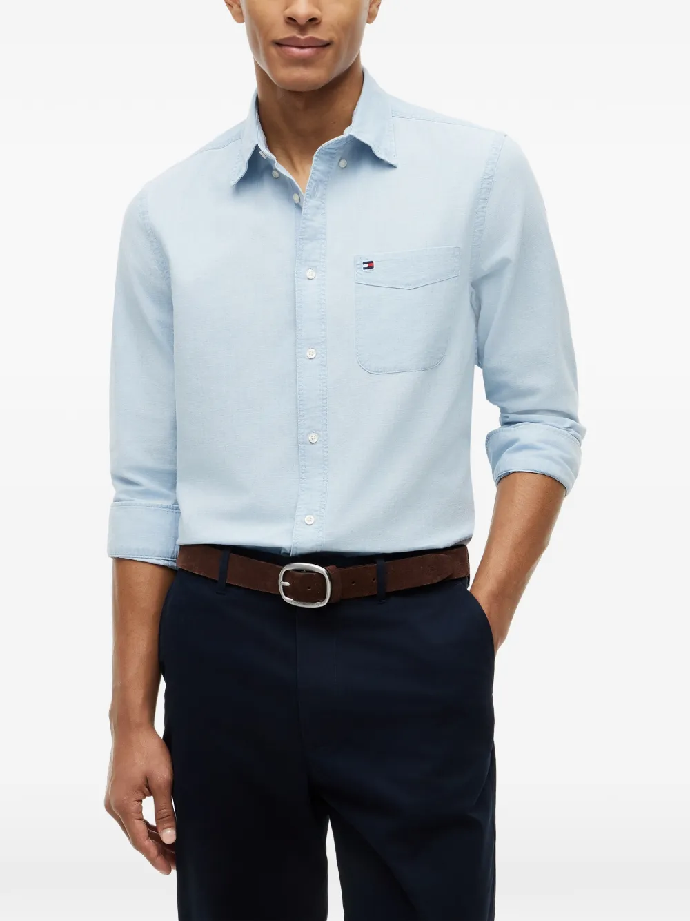 Tommy Hilfiger Button-down oervhemd met borstzak Blauw