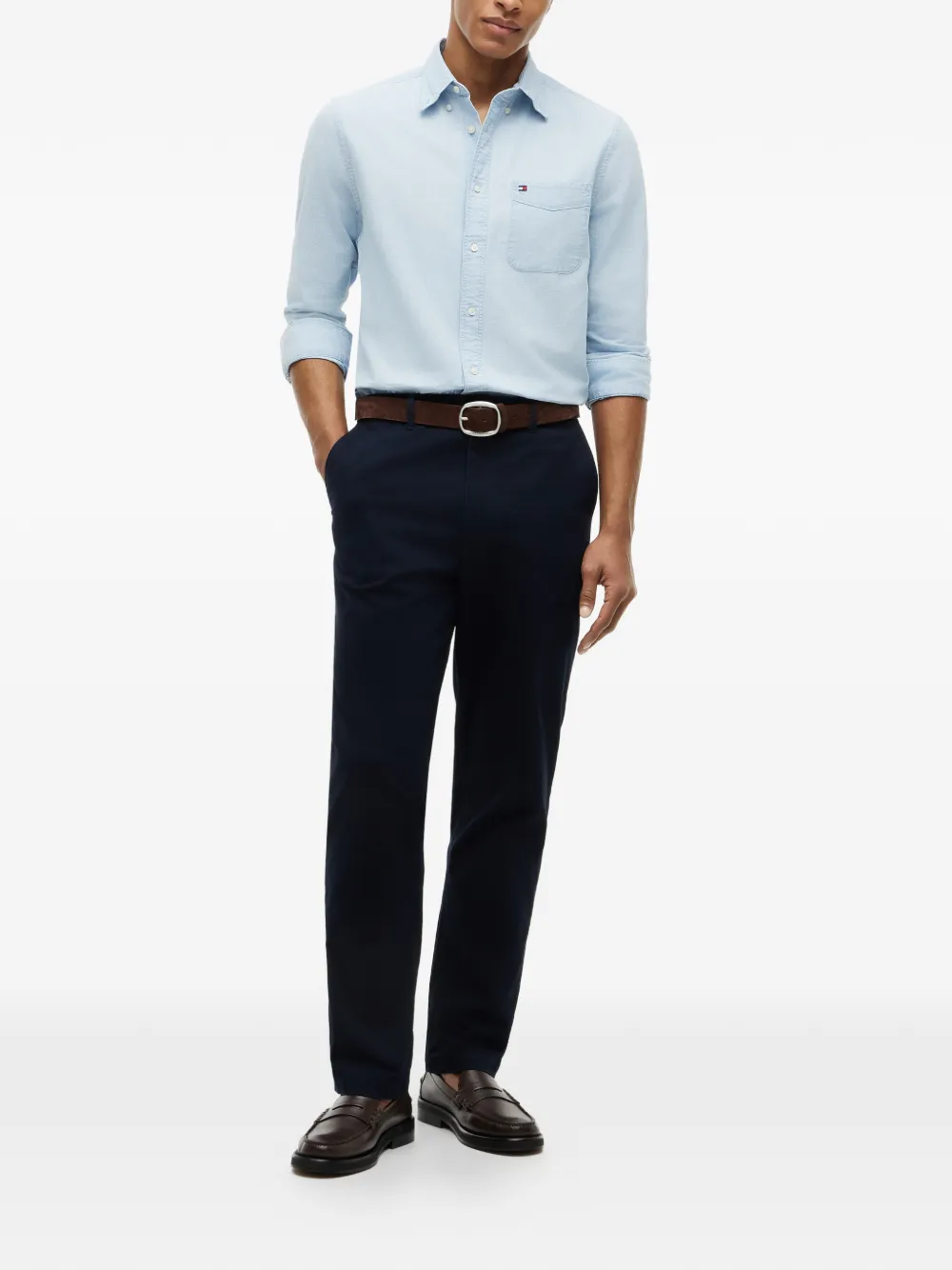 Tommy Hilfiger Button-down oervhemd met borstzak Blauw