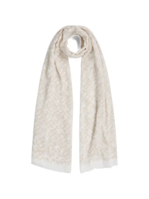 Tommy Hilfiger monogram-print frayed-edge scarf