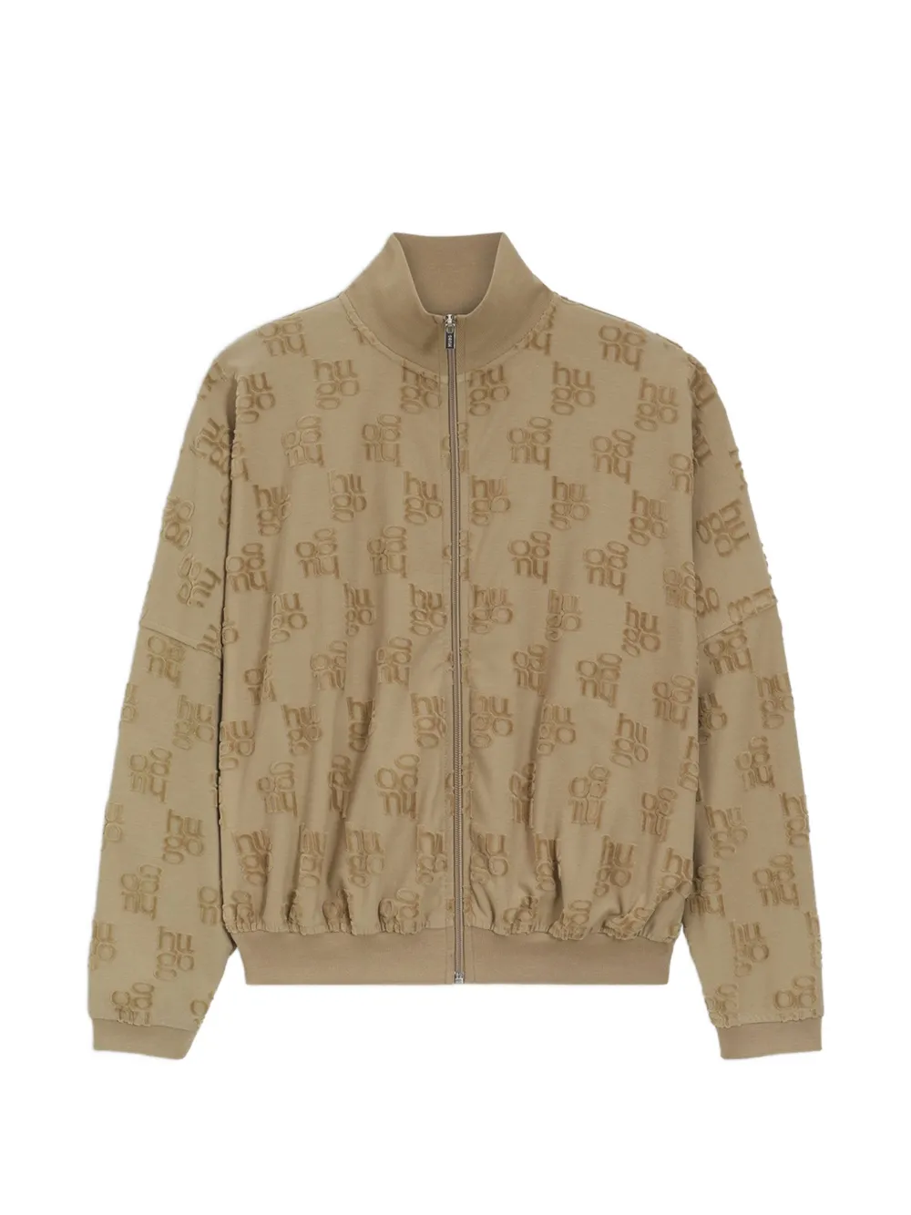 HUGO logo-embossed zip-up sweatshirt - Nude