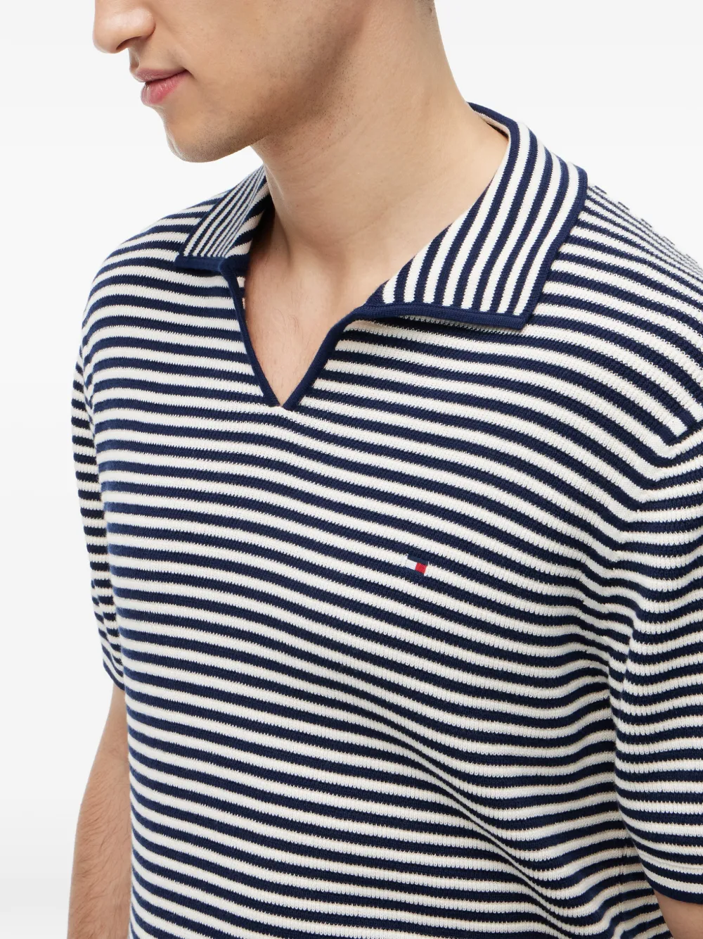 Tommy Hilfiger T-shirt met horizontale streep en logodetail Blauw