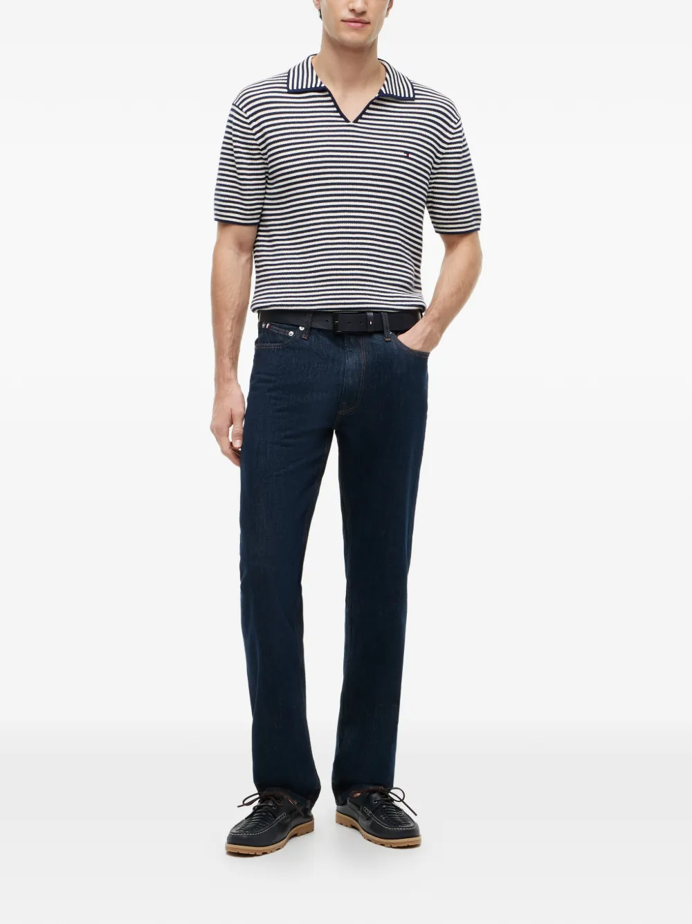 Tommy Hilfiger T-shirt met horizontale streep en logodetail Blauw