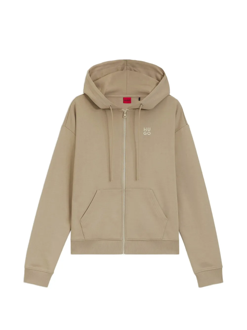 HUGO zip-up drawstring hoodie - Nude
