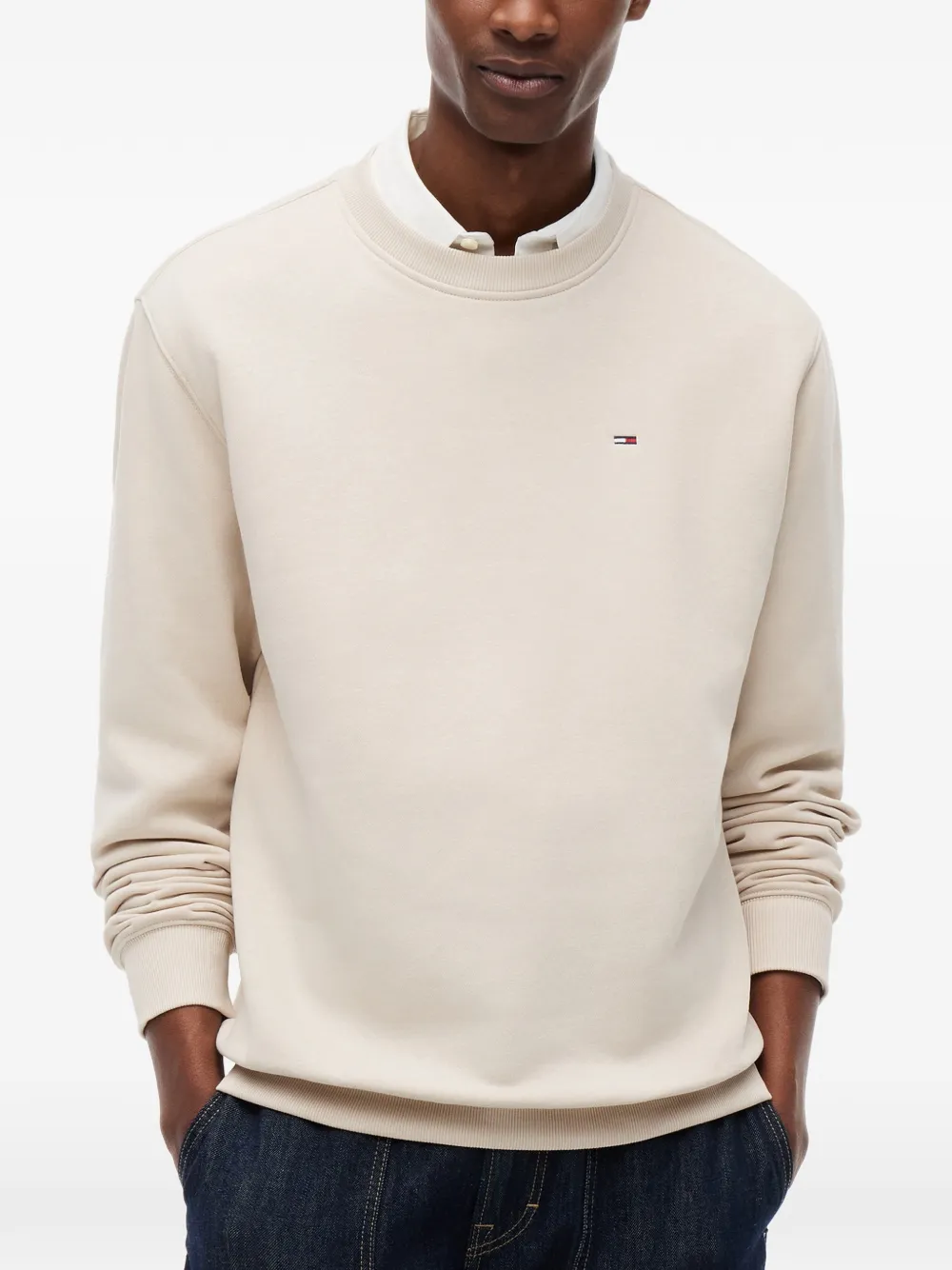 Tommy Hilfiger Sweater met logopatch Beige