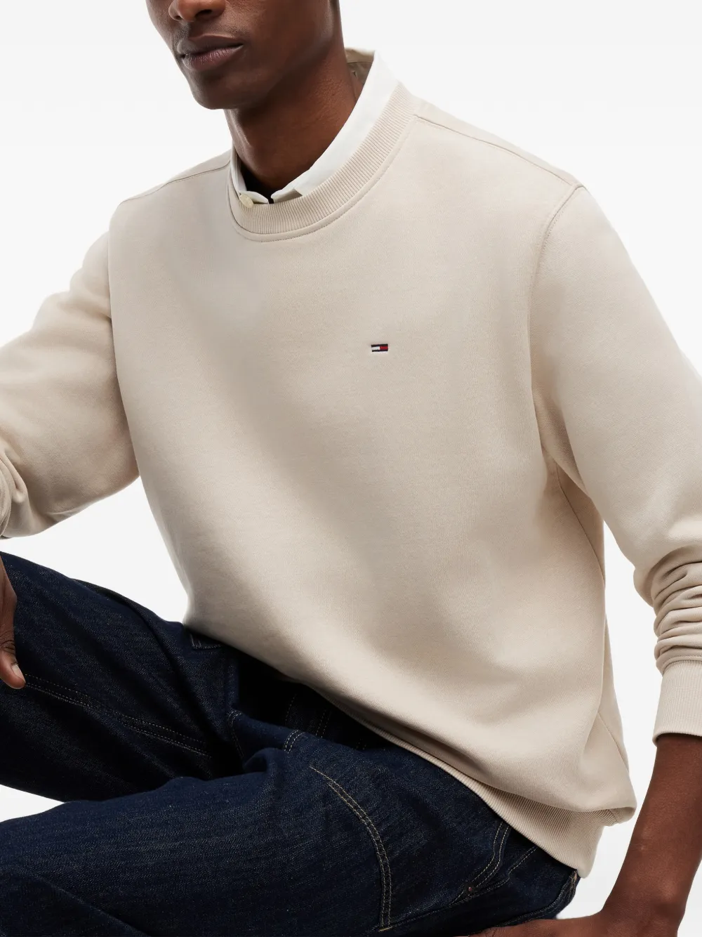 Tommy Hilfiger Sweater met logopatch Beige