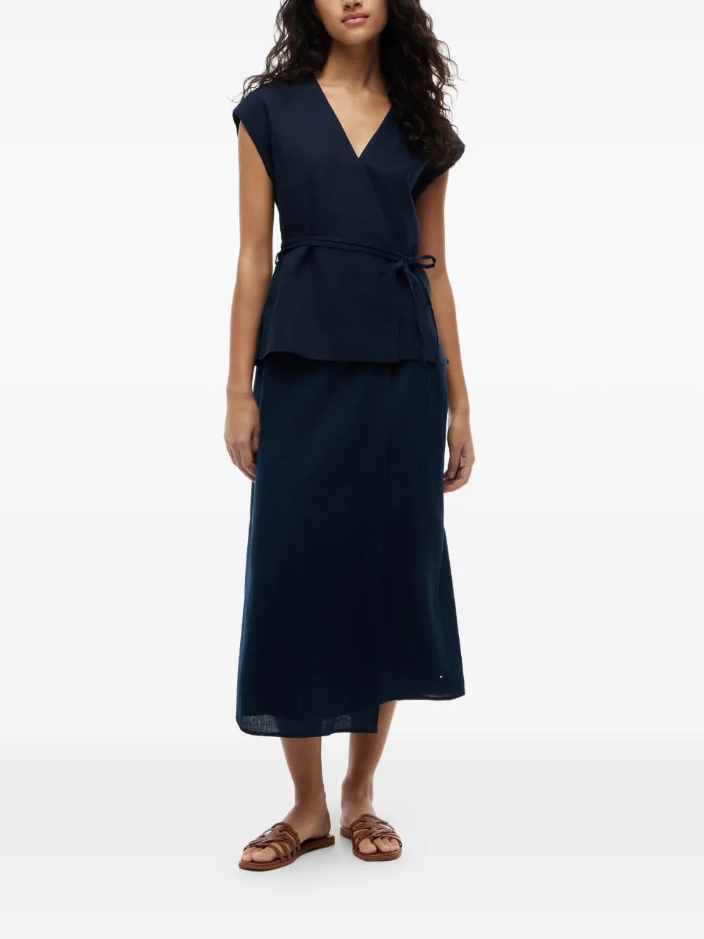 Tommy Hilfiger Gewikkeld gilet met ceintuur Blauw