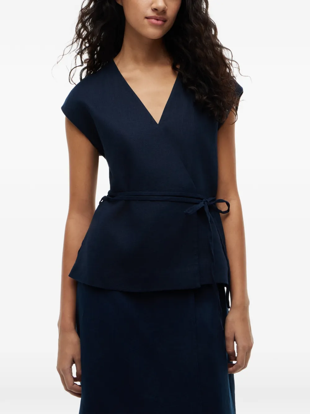 Tommy Hilfiger Gewikkeld gilet met ceintuur Blauw