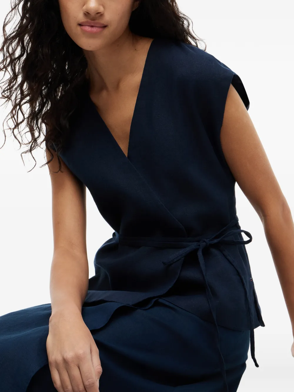 Tommy Hilfiger Gewikkeld gilet met ceintuur Blauw