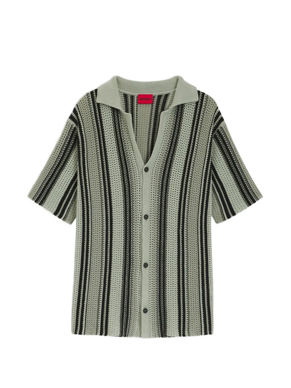 HUGO striped pointelle-knit shirt - Grün