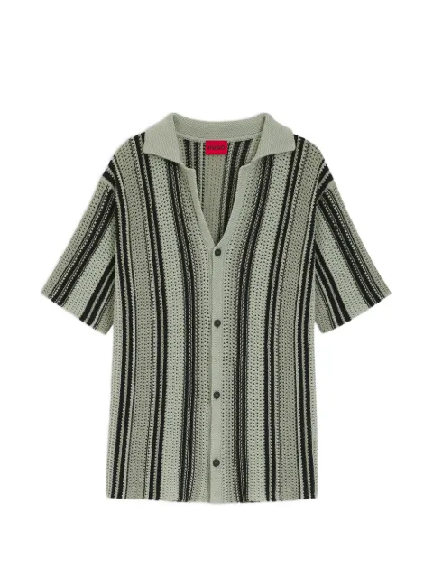 HUGO striped pointelle-knit shirt