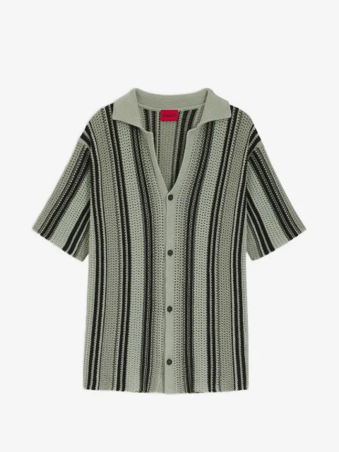 HUGO striped pointelle-knit shirt