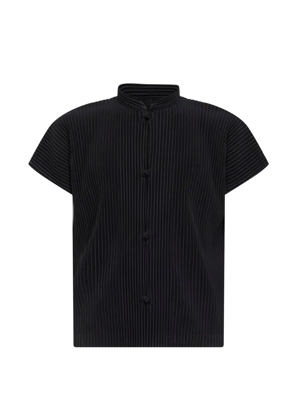 Homme Plissé Issey Miyake pleated mandarin-collar sweater - Schwarz