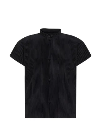 Homme Plissé Issey Miyake Pleated mandarin-collar Sweater | Black
