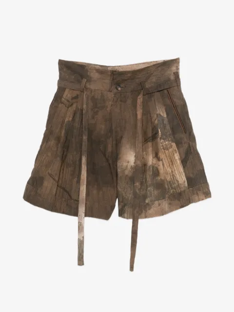 Ziggy Chen belted abstract-print shorts
