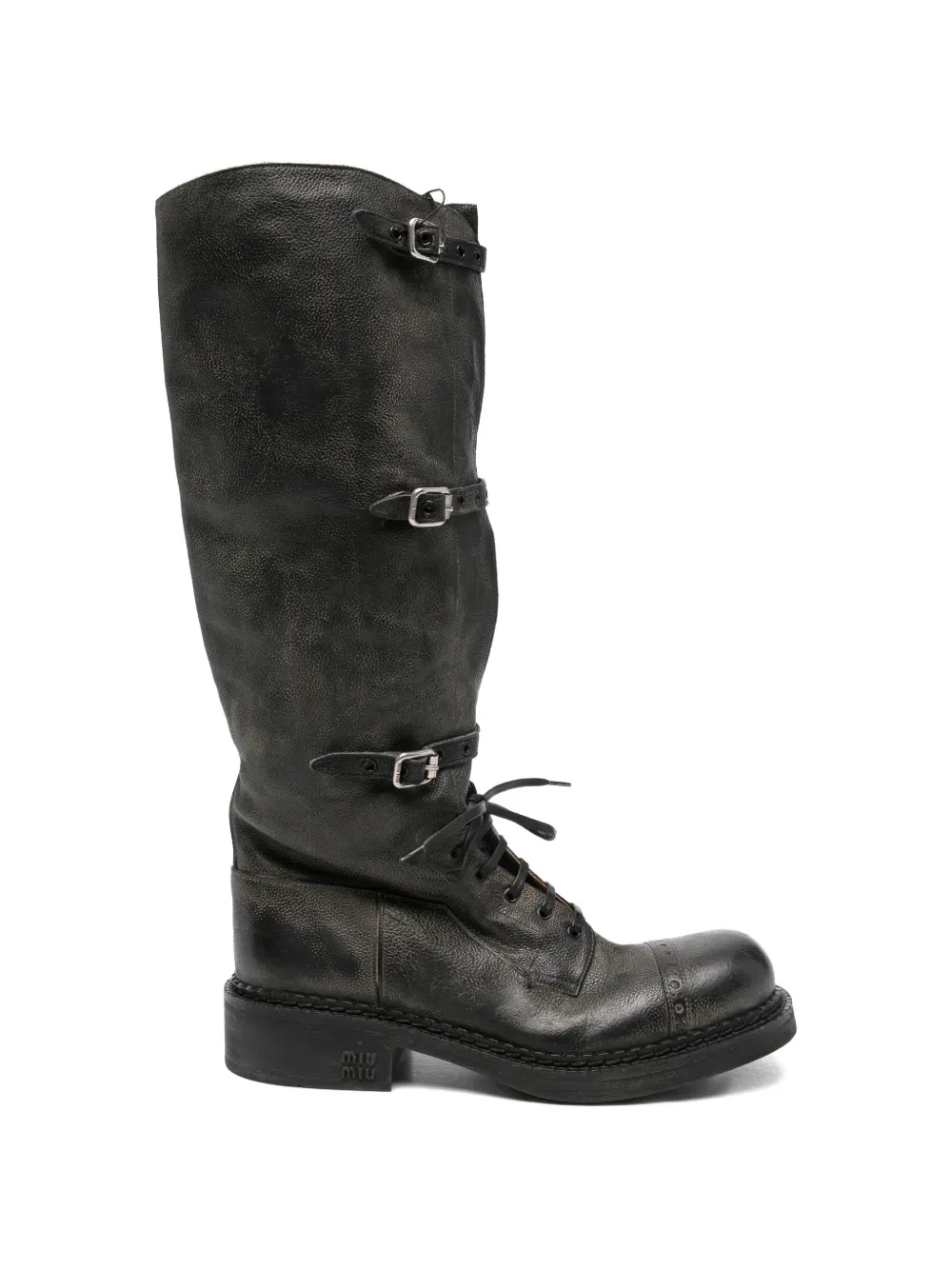 Miu Miu Pre-Owned multi-buckle leather boots - Nero