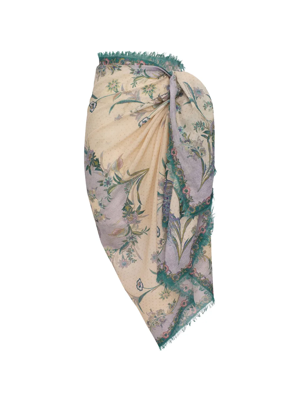 ZIMMERMANN floral-print fringed pareo - Toni neutri