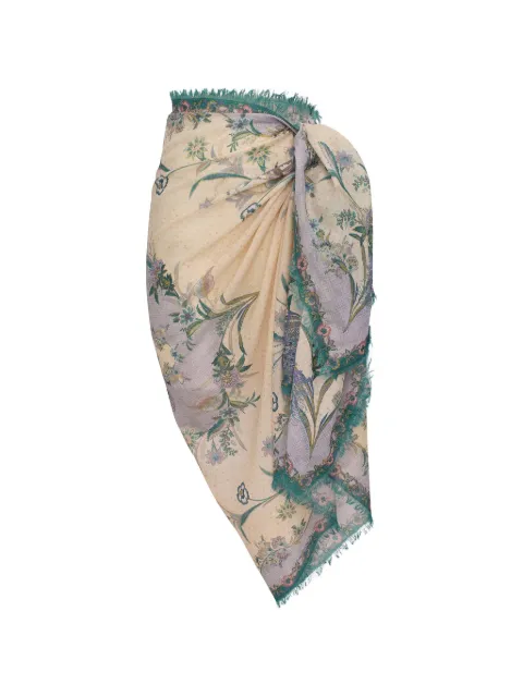ZIMMERMANN pareo con estampado floral y flecos