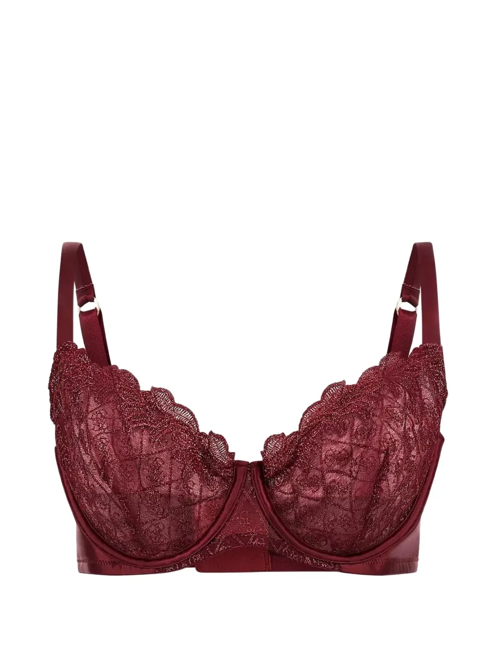 GUESS USA lace-overlay underwired bra - Rosso