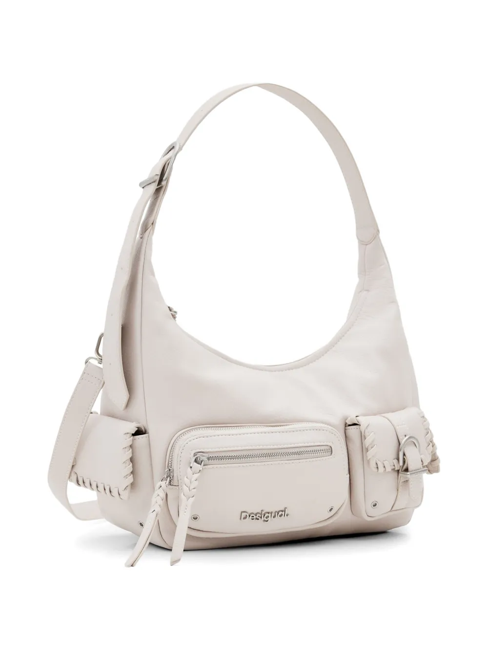 Desigual Shopper met logo en meerdere zakken Beige