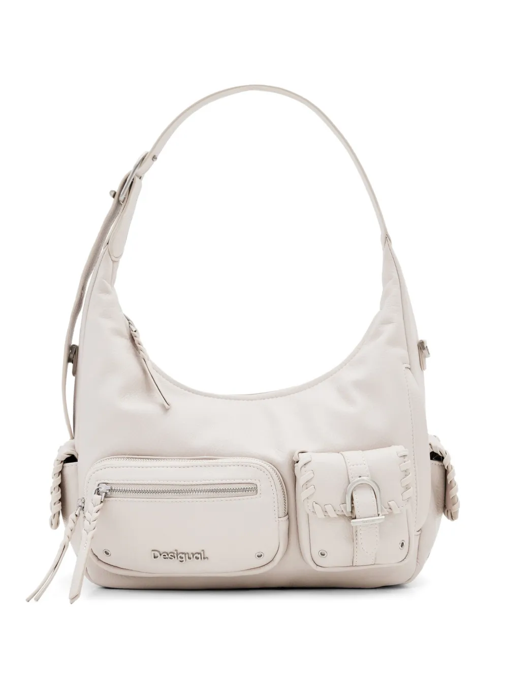 Desigual logo-lettering multi-pocket tote bag - Toni neutri