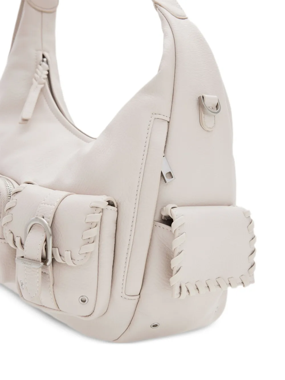 Desigual Shopper met logo en meerdere zakken Beige