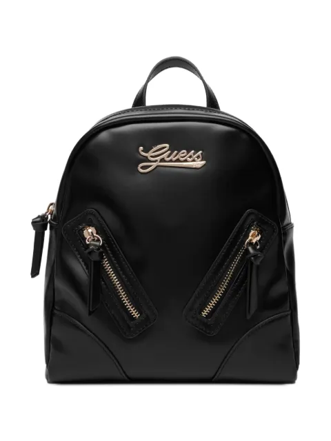 guess kids logo-plaque zip-pocket backpack