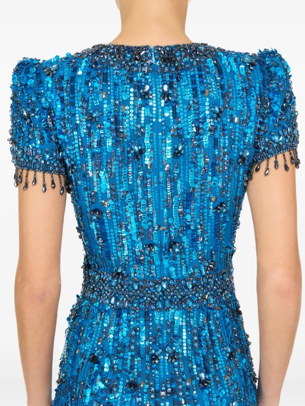 roxy dress blue Jenny Packham Gown | Size:8 (6 US) Notch Clearwater Navy Ballroom Dress Illusion Meeting Aliens