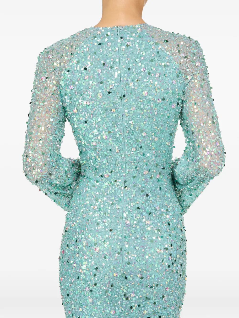 Jenny Packham Verfraaide avondjurk met watervalhals Blauw