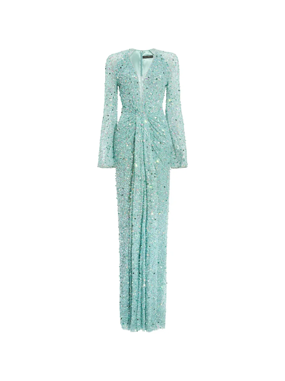 Jenny Packham plunge v-neck long dress - Blu