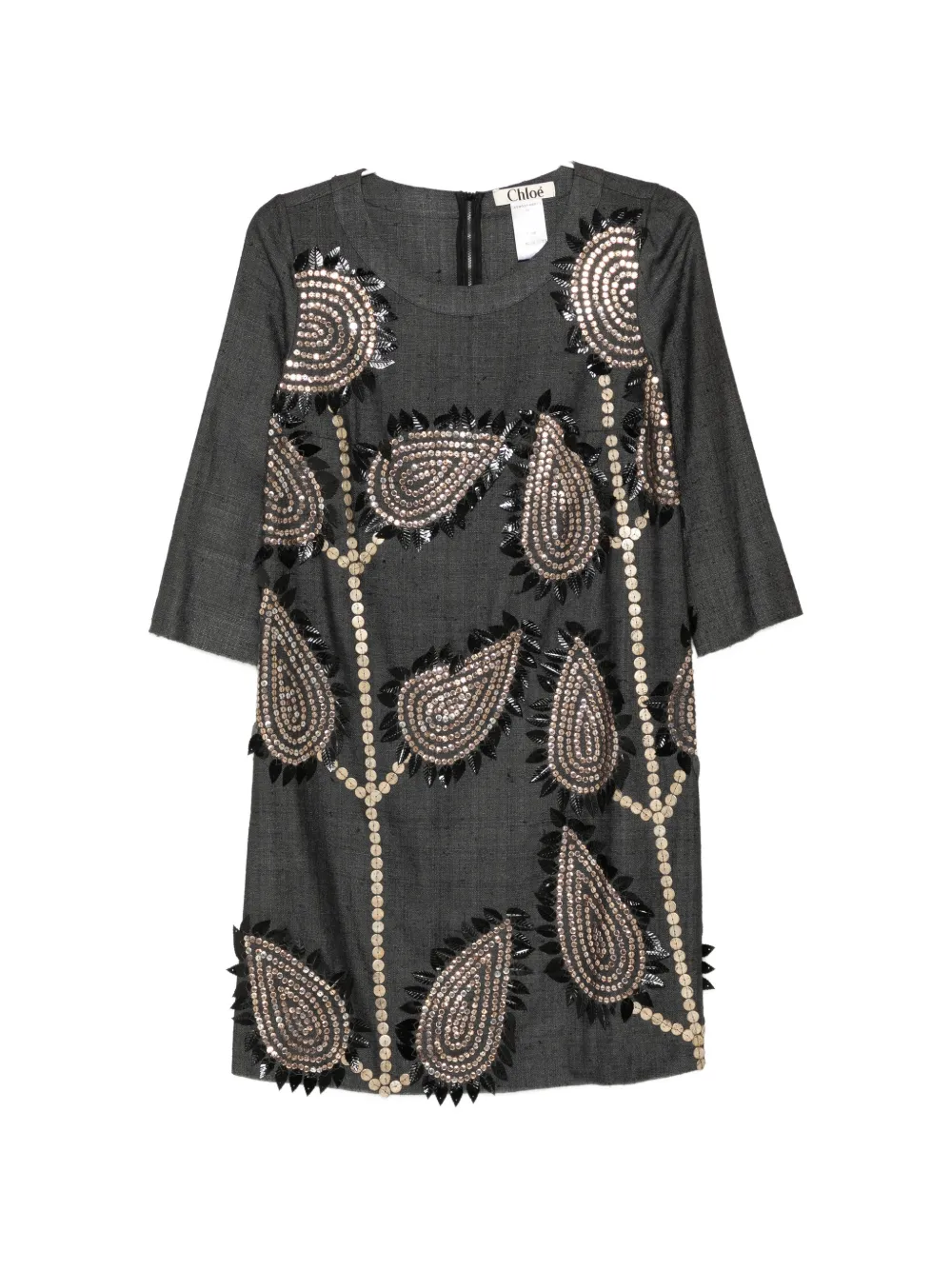 Chloé Pre-Owned 2006 embellished leaf-motif dress - Grigio
