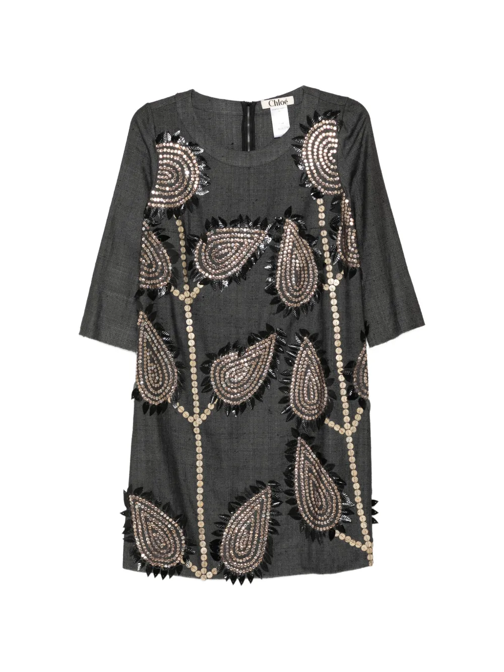 Chloé Pre-Owned 2006 embellished leaf-motif dress - Grigio