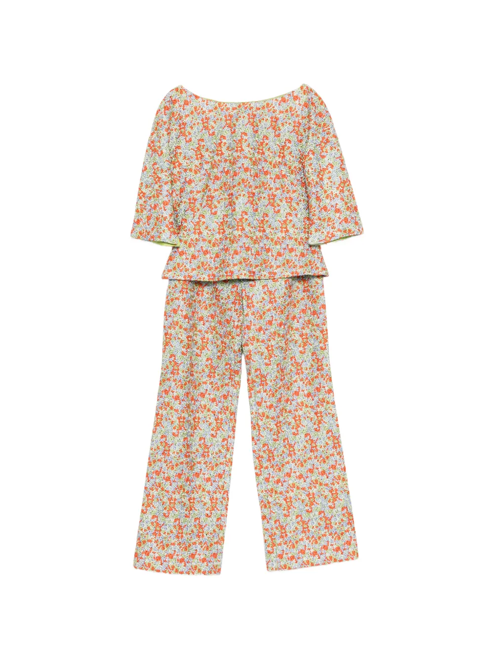 Versace Pre-Owned floral-embroidered trousers set - Orange