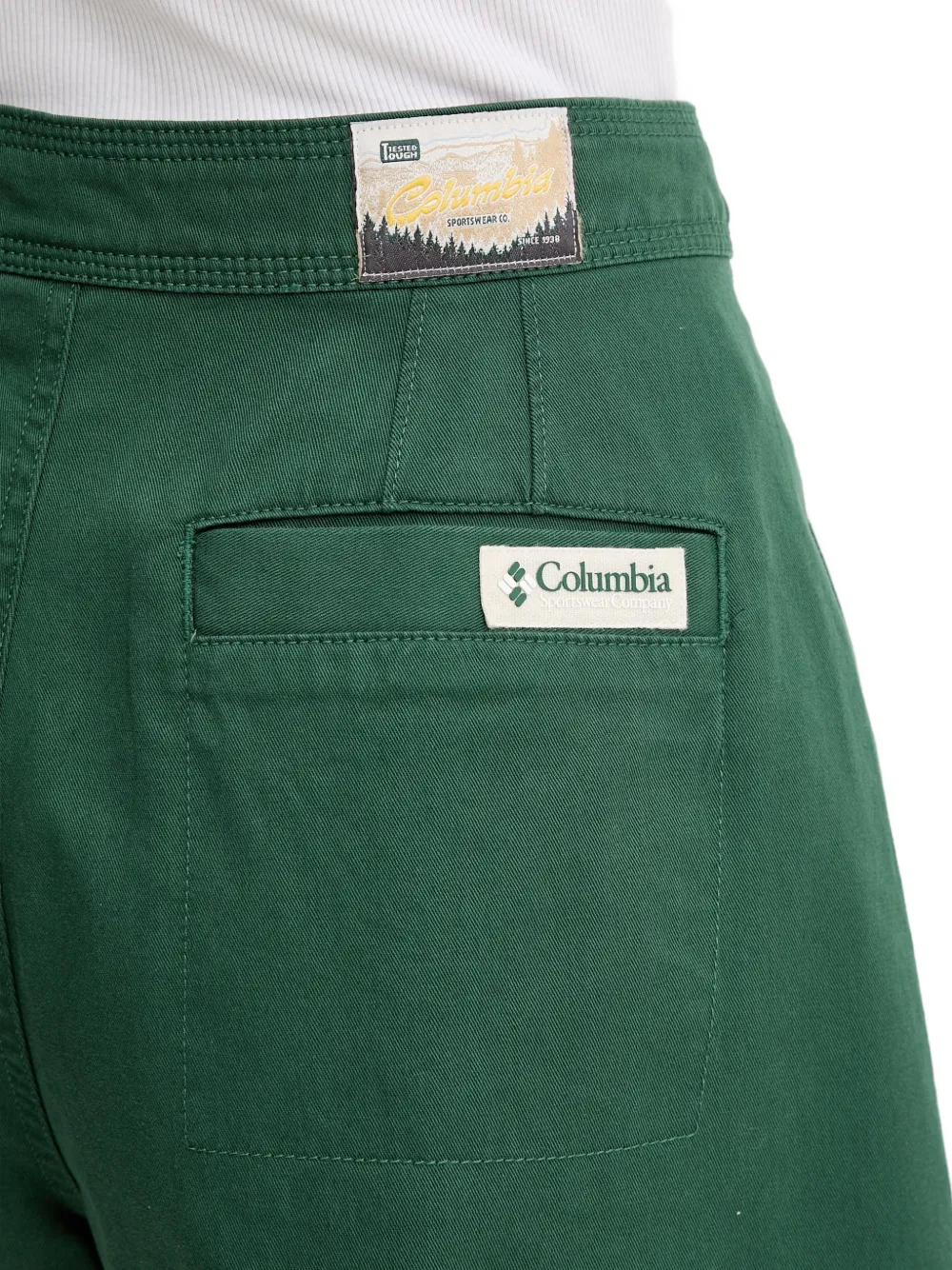 Columbia Acker Rock pleated logo-patch shorts Groen