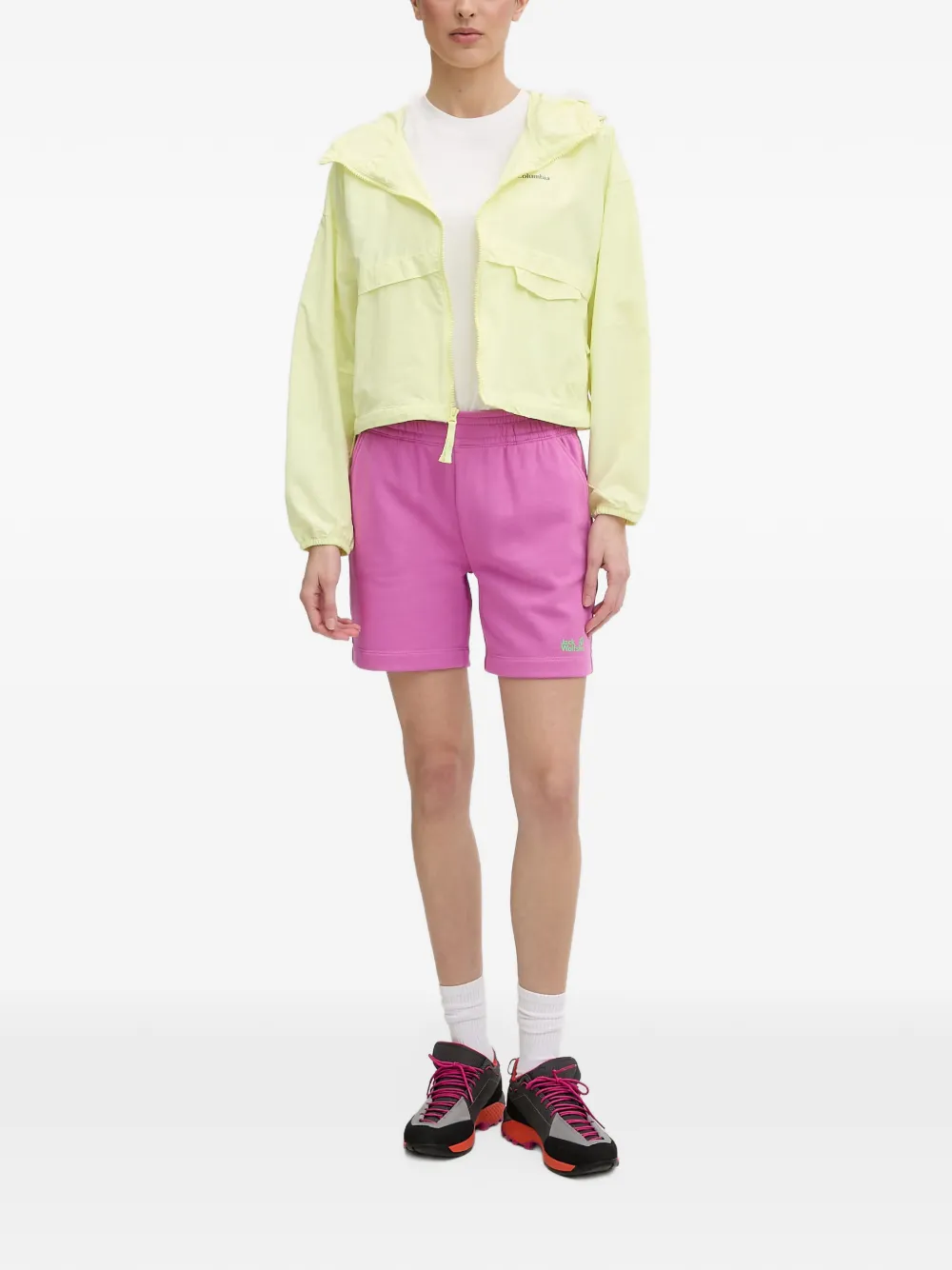 Columbia Spire Valley cropped windjack met capuchon Geel