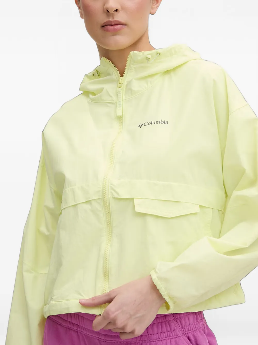 Columbia Spire Valley cropped windjack met capuchon Geel