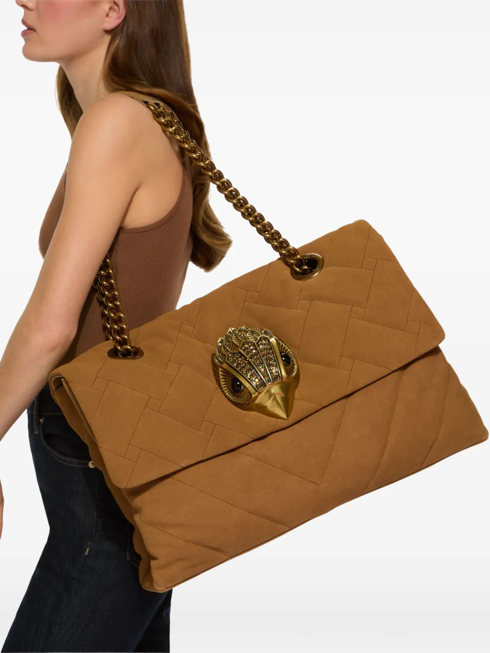 Kurt Geiger London Grote Kensington gewatteerde suède shopper Bruin