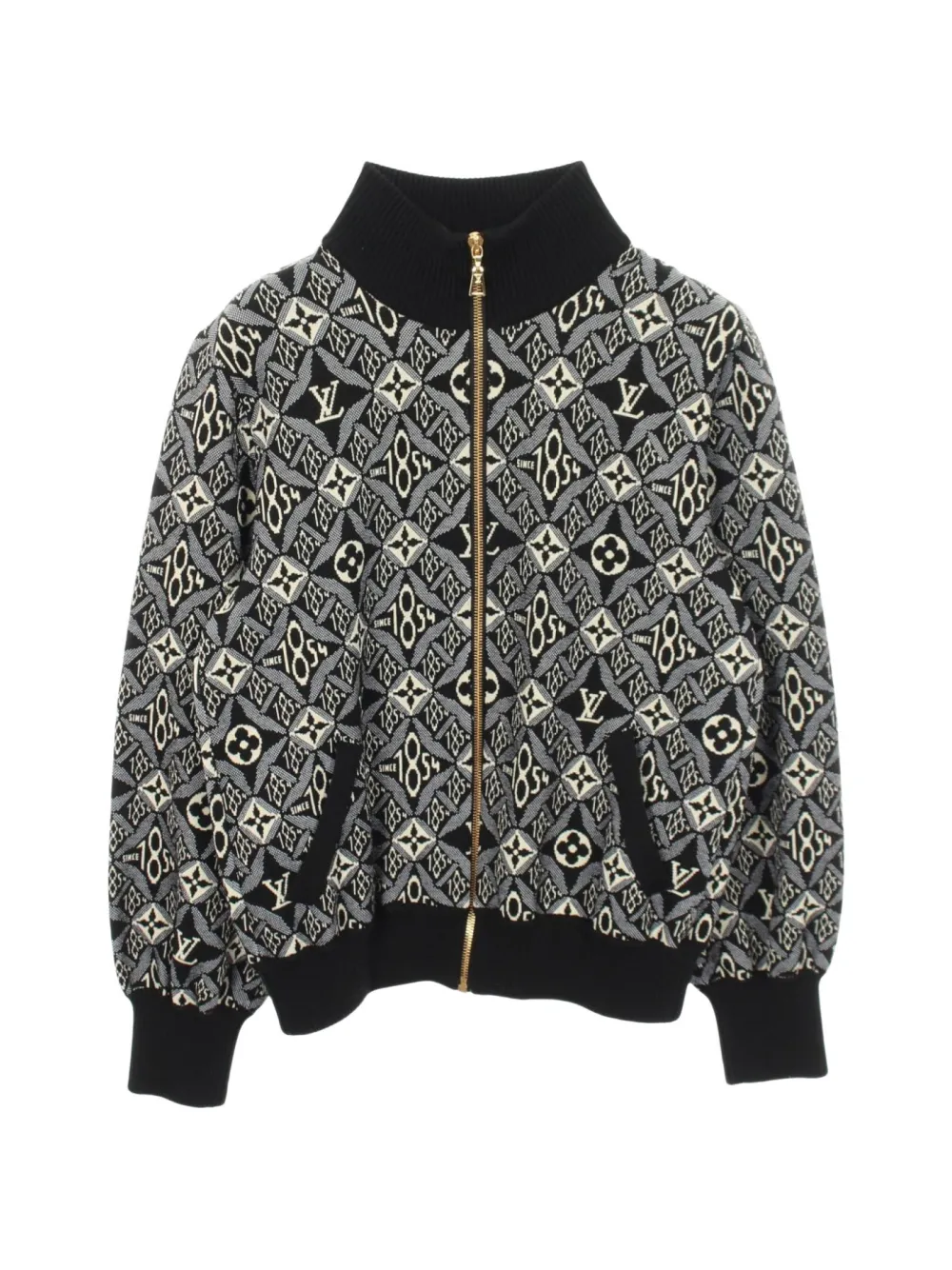 Pre-owned Louis Vuitton Since 1854 Pattern Knit Jacket In Black