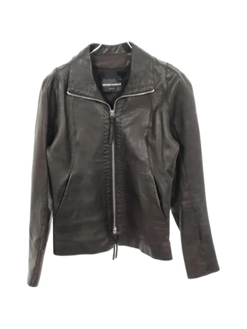 Emporio Armani Pre-Owned long-sleeve zip-up leather jacket