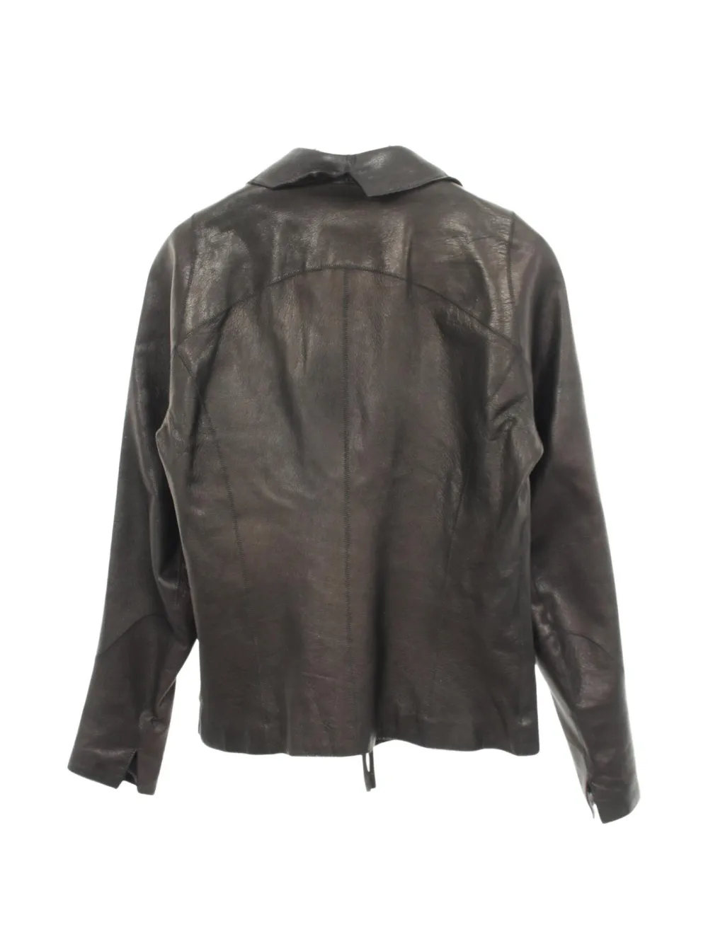 Emporio Armani Pre-Owned long-sleeve zip-up Leather Jacket | Brown